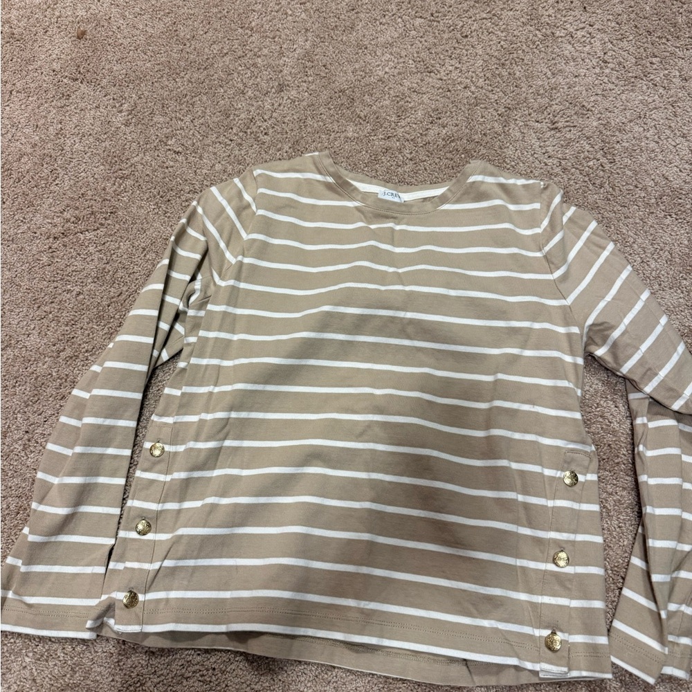 J. Crew Tan and White Striped Top